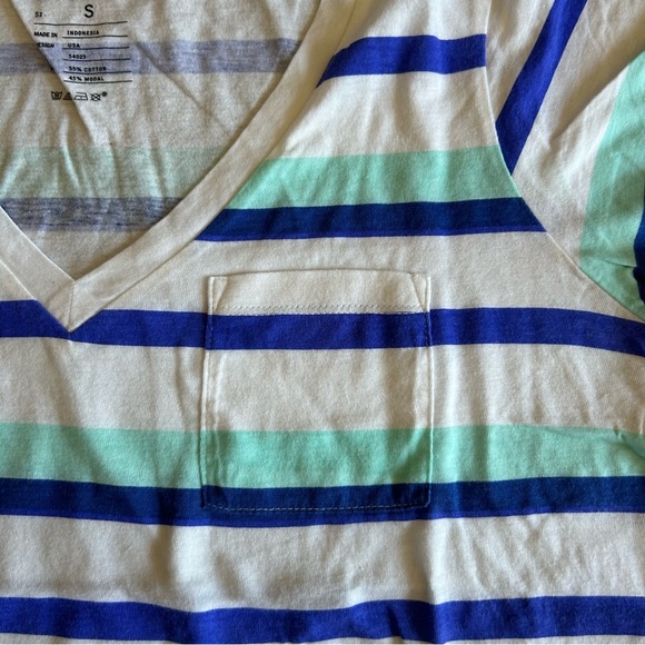 Like New! | GAP | Blue/Mint/White Stripe | Essential V-Neck | Size S - Picture 5 of 8